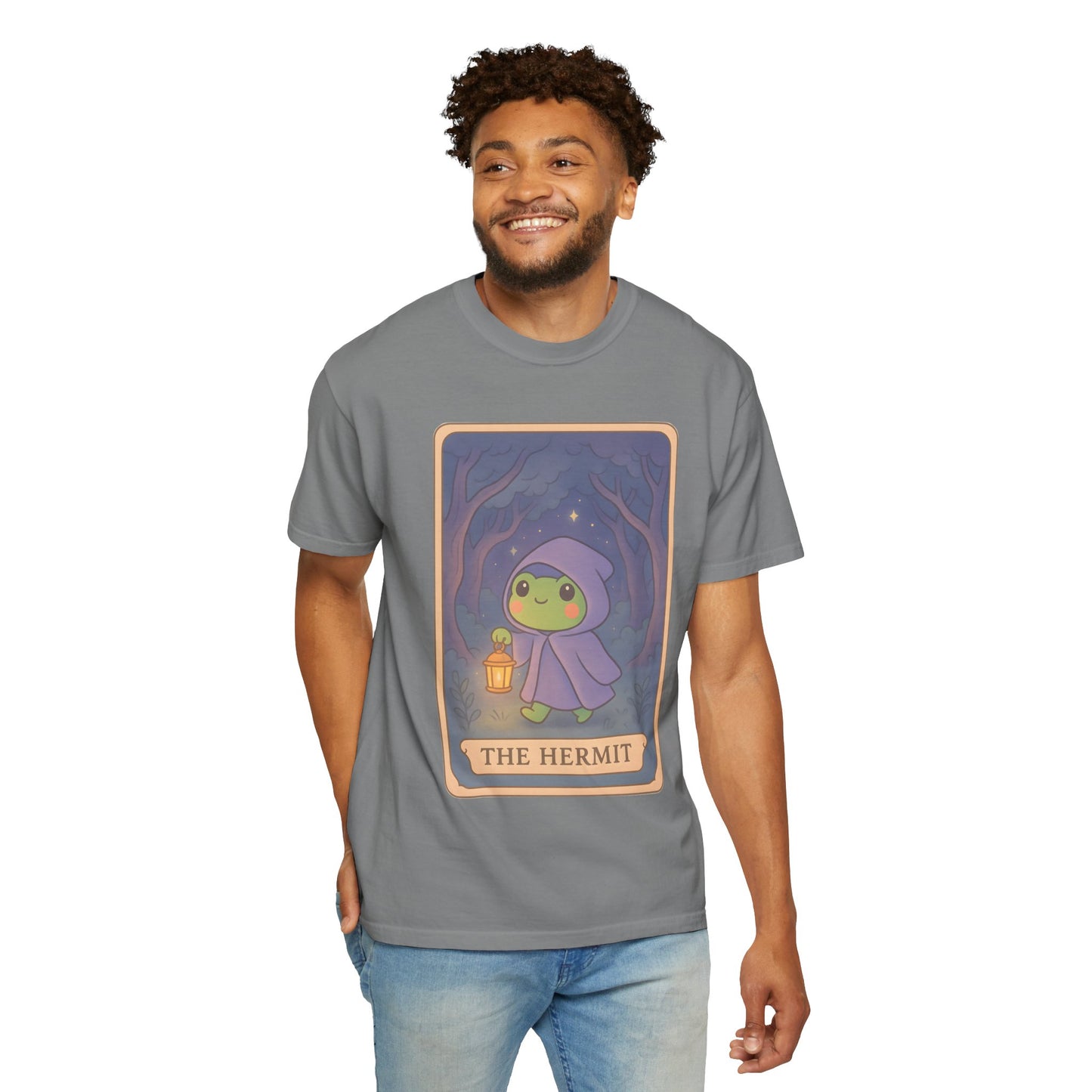 Cute Tarotoads "The Hermit" Unisex T-Shirt | Great for Halloween, Warm And Cozy, Great Gift Idea, Astrology Apparel, Unique Tarot Graphic T-Shirt, Good For Cold Weather