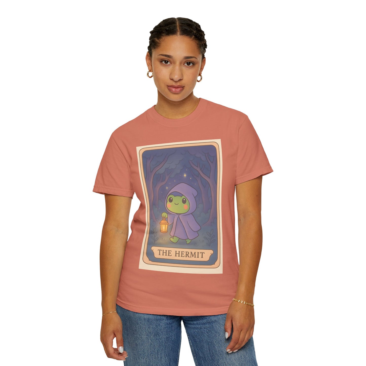 Unisex Garment-Dyed T-Shirt | Adorable Graphic T-shirt | Tarotoads! - “The Hermit"