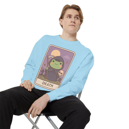 Cozy Tarotoads "Death" Unisex Sweatshirt | Astrology Apparel, Perfect for Halloween, Gift for Friends Family, Great For Frog and Tarot Lovers, Great For Cold Weather