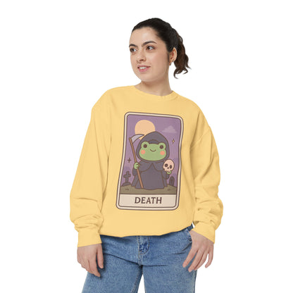 Cozy Tarotoads "Death" Unisex Sweatshirt | Astrology Apparel, Perfect for Halloween, Gift for Friends Family, Great For Frog and Tarot Lovers, Great For Cold Weather