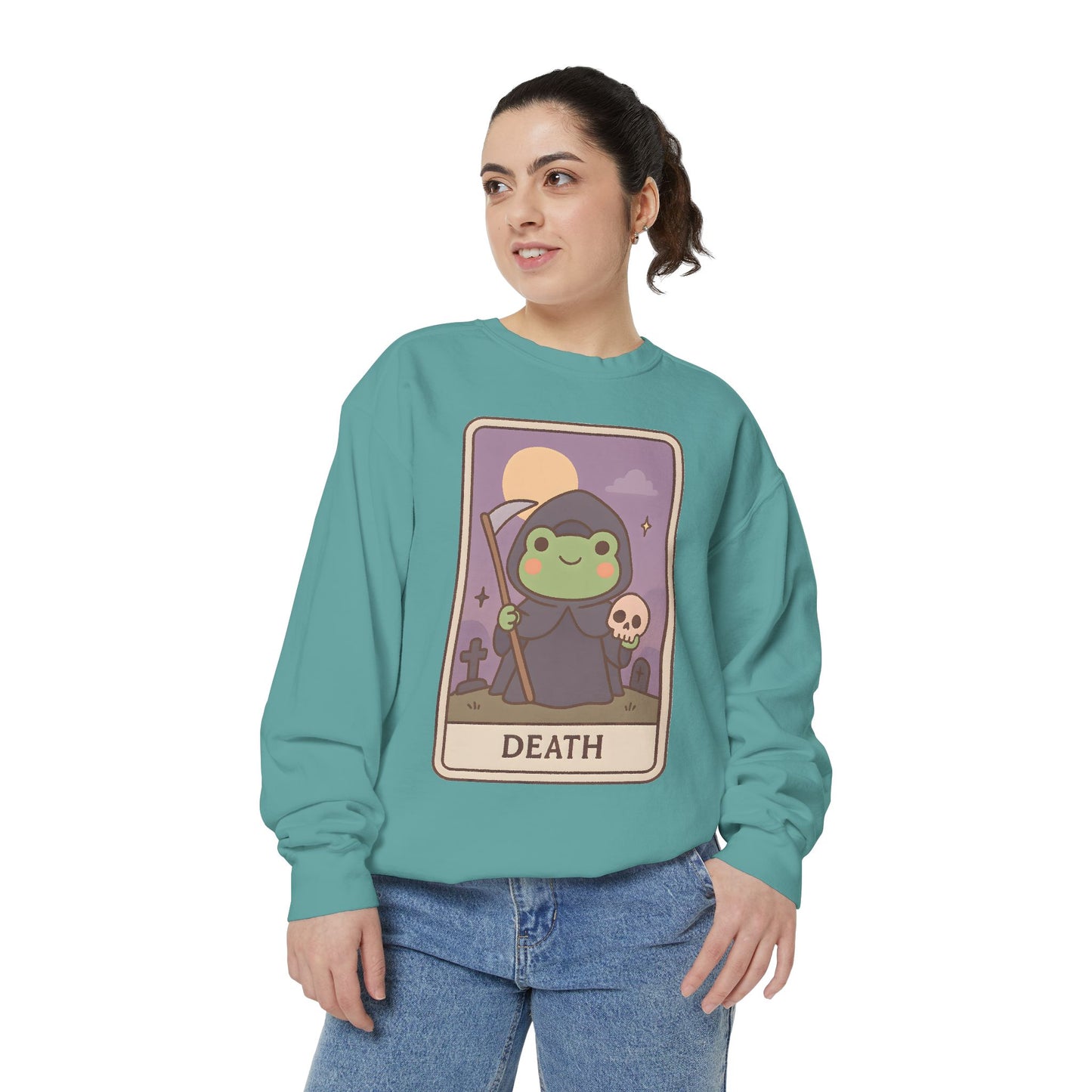 Cozy Tarotoads "Death" Unisex Sweatshirt | Astrology Apparel, Perfect for Halloween, Gift for Friends Family, Great For Frog and Tarot Lovers, Great For Cold Weather