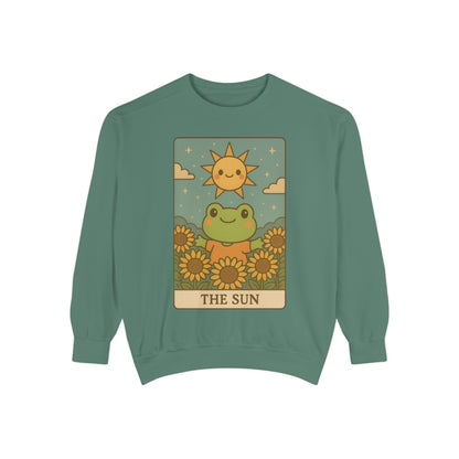 Cozy Tarotoads! "The Sun" Unisex Sweatshirt | Happy Frog Sun Sweatshirt, Unisex Pullover, Cozy Gift, Nature Lovers Apparel, Warm Fashion, Thoughtful Present