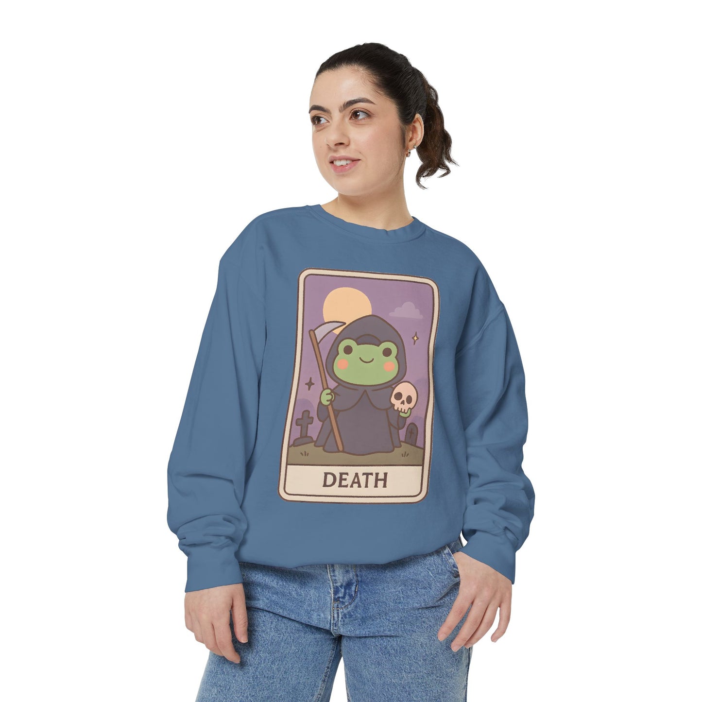 Cozy Tarotoads "Death" Unisex Sweatshirt | Astrology Apparel, Perfect for Halloween, Gift for Friends Family, Great For Frog and Tarot Lovers, Great For Cold Weather
