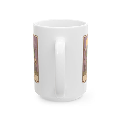 Adorable Tarotoads! "Death" White Ceramic Mug | Cozy Frog Witchy Magical Design, Cute Coffee Cup, Unique Tea Mug, Gift for Space Lovers, Home Decor