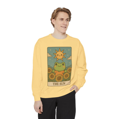 Cozy Tarotoads! "The Sun" Unisex Sweatshirt | Happy Frog Sun Sweatshirt, Unisex Pullover, Cozy Gift, Nature Lovers Apparel, Warm Fashion, Thoughtful Present