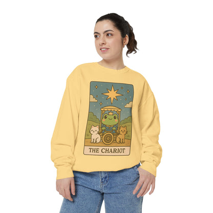 Cozy Tarotoads "The Chariot" Unisex Sweatshirt | Astrology Apparel, Perfect for Halloween, Gift for Friends Family, Great For Frog and Tarot Lovers, Great For Cold Weather