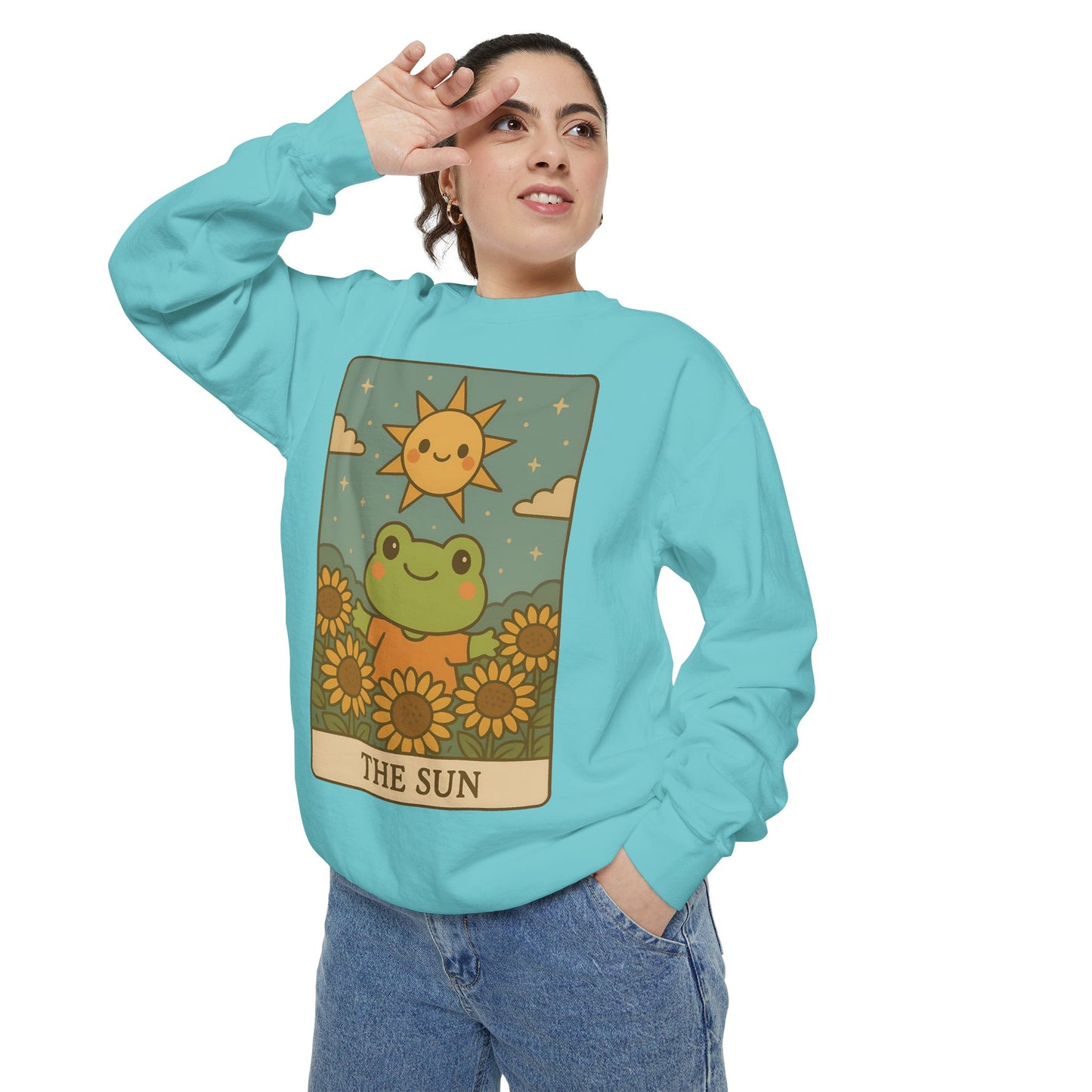 Cozy Tarotoads! "The Sun" Unisex Sweatshirt | Happy Frog Sun Sweatshirt, Unisex Pullover, Cozy Gift, Nature Lovers Apparel, Warm Fashion, Thoughtful Present