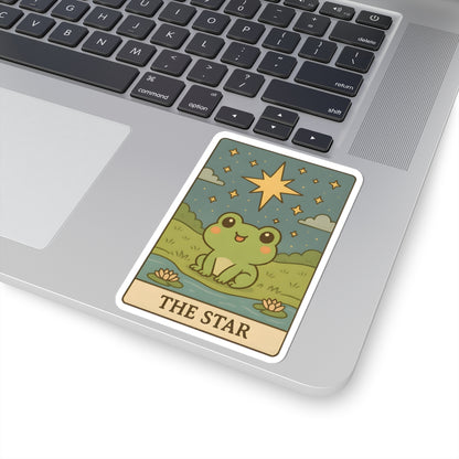 Adorable Tarotoads! "The Star" Kiss-Cut Sticker | Whimsical Nature Decor, Cute Frog Accessories, Eco-Friendly Gift, Laptop Stickers, Astrological Themed