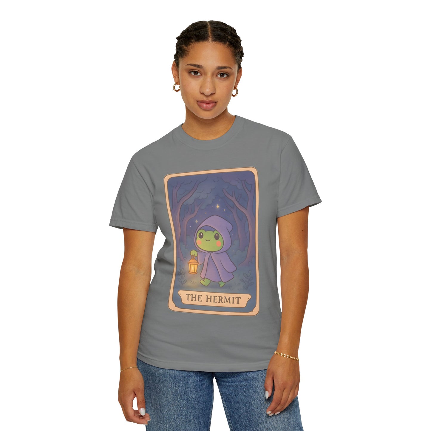 Cute Tarotoads "The Hermit" Unisex T-Shirt | Great for Halloween, Warm And Cozy, Great Gift Idea, Astrology Apparel, Unique Tarot Graphic T-Shirt, Good For Cold Weather