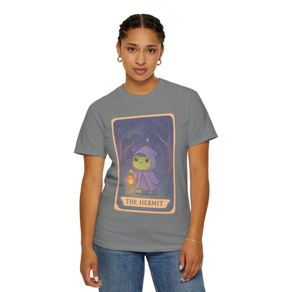 Cute Tarotoads "The Hermit" Unisex T-Shirt | Great for Halloween, Warm And Cozy, Great Gift Idea, Astrology Apparel, Unique Tarot Graphic T-Shirt, Good For Cold Weather