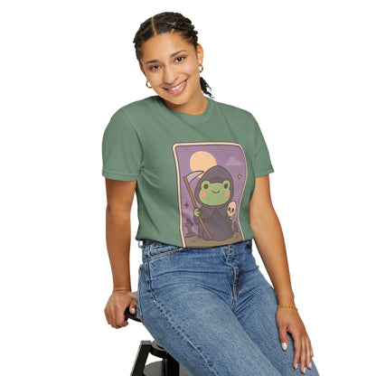 Cute Tarotoads "Death" Unisex T-Shirt | Great for Halloween, Warm And Cozy, Great Gift Idea, Astrology Apparel, Unique Tarot Graphic T-Shirt, Good For Cold Weather