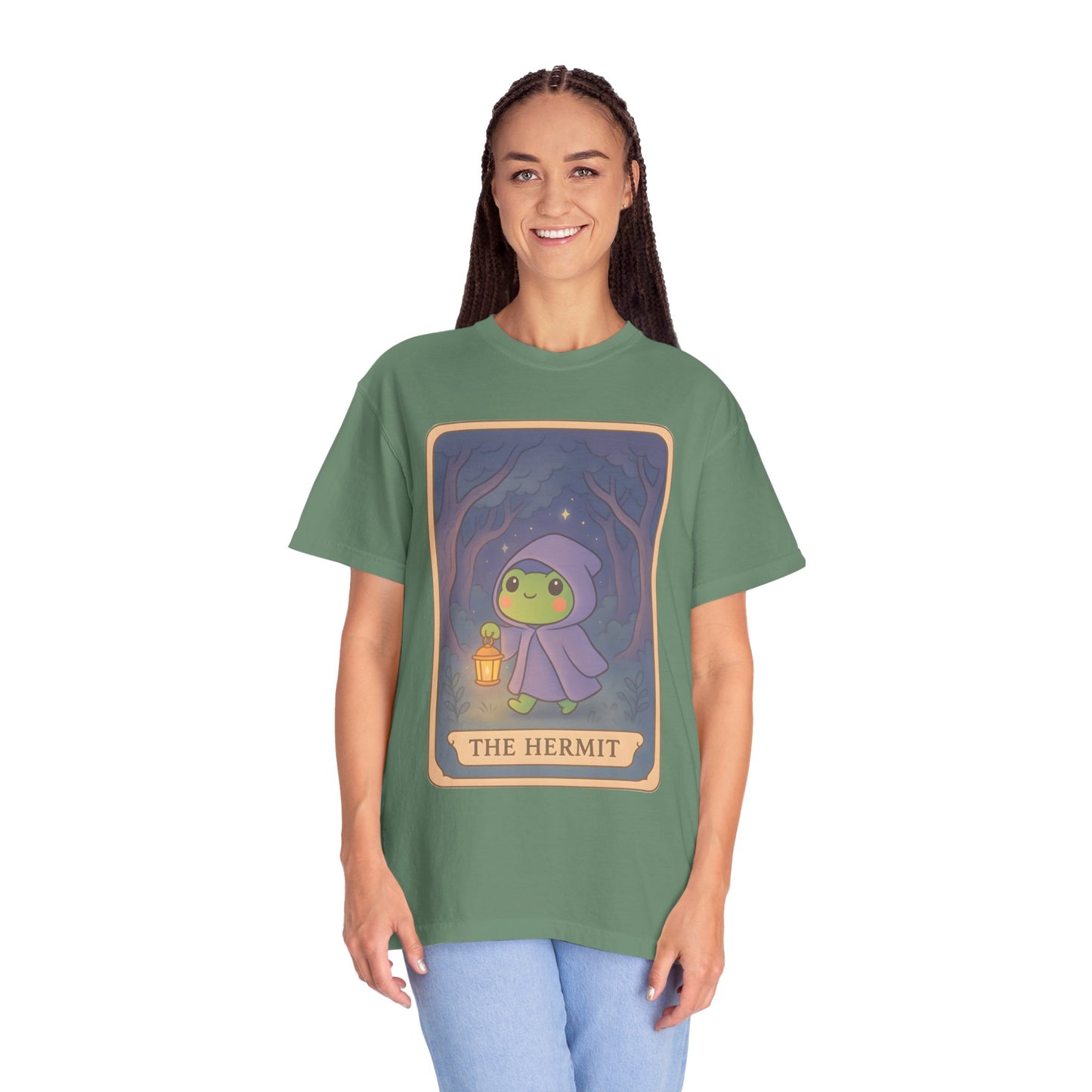 Cute Tarotoads "The Hermit" Unisex T-Shirt | Great for Halloween, Warm And Cozy, Great Gift Idea, Astrology Apparel, Unique Tarot Graphic T-Shirt, Good For Cold Weather
