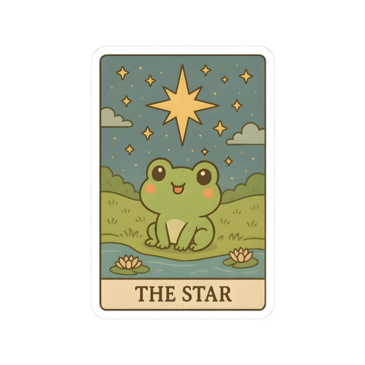 Adorable Tarotoads! "The Star" Kiss-Cut Sticker | Whimsical Nature Decor, Cute Frog Accessories, Eco-Friendly Gift, Laptop Stickers, Astrological Themed