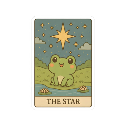 Adorable Tarotoads! "The Star" Kiss-Cut Sticker | Whimsical Nature Decor, Cute Frog Accessories, Eco-Friendly Gift, Laptop Stickers, Astrological Themed