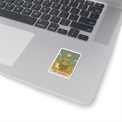 Charming Tarotoads! "The Chariot" Kiss-Cut Stickers for Laptop, Planner, Scrapbooking, Gifts for Tarot Lovers, Cute Frog Design