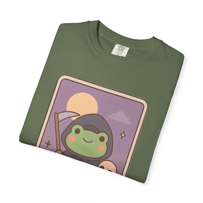 Cute Tarotoads "Death" Unisex T-Shirt | Great for Halloween, Warm And Cozy, Great Gift Idea, Astrology Apparel, Unique Tarot Graphic T-Shirt, Good For Cold Weather