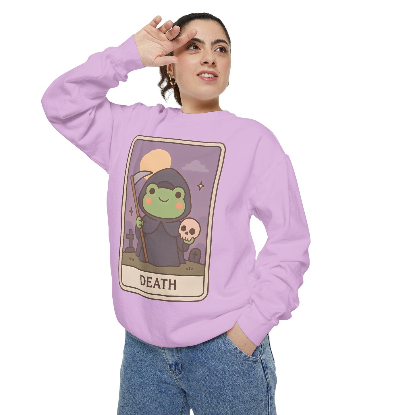 Cozy Tarotoads "Death" Unisex Sweatshirt | Astrology Apparel, Perfect for Halloween, Gift for Friends Family, Great For Frog and Tarot Lovers, Great For Cold Weather