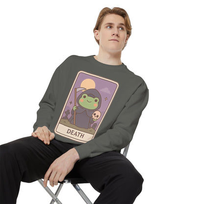Cozy Tarotoads "Death" Unisex Sweatshirt | Astrology Apparel, Perfect for Halloween, Gift for Friends Family, Great For Frog and Tarot Lovers, Great For Cold Weather