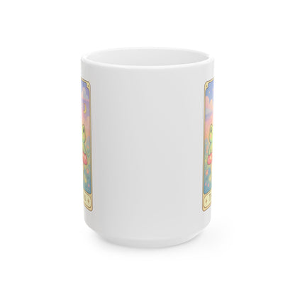 Adorable Tarotoads! "The Lovers" White Ceramic Mug |  Cute Fantasy Design, Gift for Tea Lovers, Home Decor, Coffee Cup, Birthday Present, Cozy Vibes