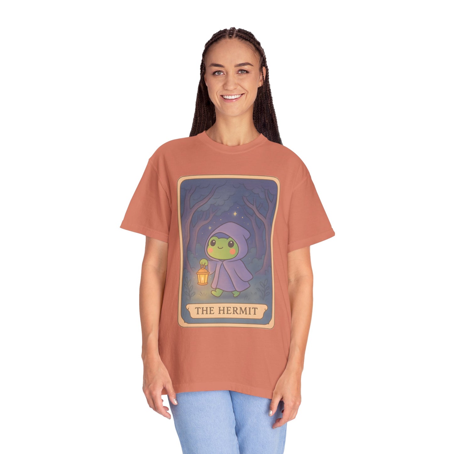 Cute Tarotoads "The Hermit" Unisex T-Shirt | Great for Halloween, Warm And Cozy, Great Gift Idea, Astrology Apparel, Unique Tarot Graphic T-Shirt, Good For Cold Weather