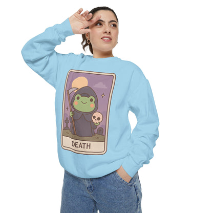 Cozy Tarotoads "Death" Unisex Sweatshirt | Astrology Apparel, Perfect for Halloween, Gift for Friends Family, Great For Frog and Tarot Lovers, Great For Cold Weather