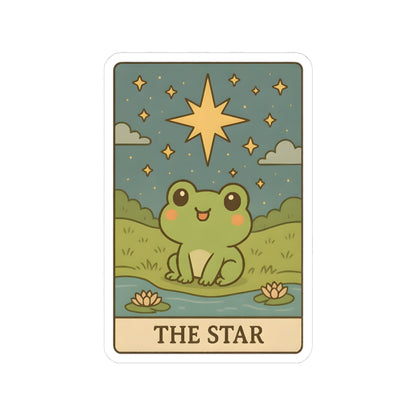 Adorable Tarotoads! "The Star" Kiss-Cut Sticker | Whimsical Nature Decor, Cute Frog Accessories, Eco-Friendly Gift, Laptop Stickers, Astrological Themed