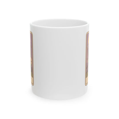 Adorable Tarotoads! "Death" White Ceramic Mug | Cozy Frog Witchy Magical Design, Cute Coffee Cup, Unique Tea Mug, Gift for Space Lovers, Home Decor