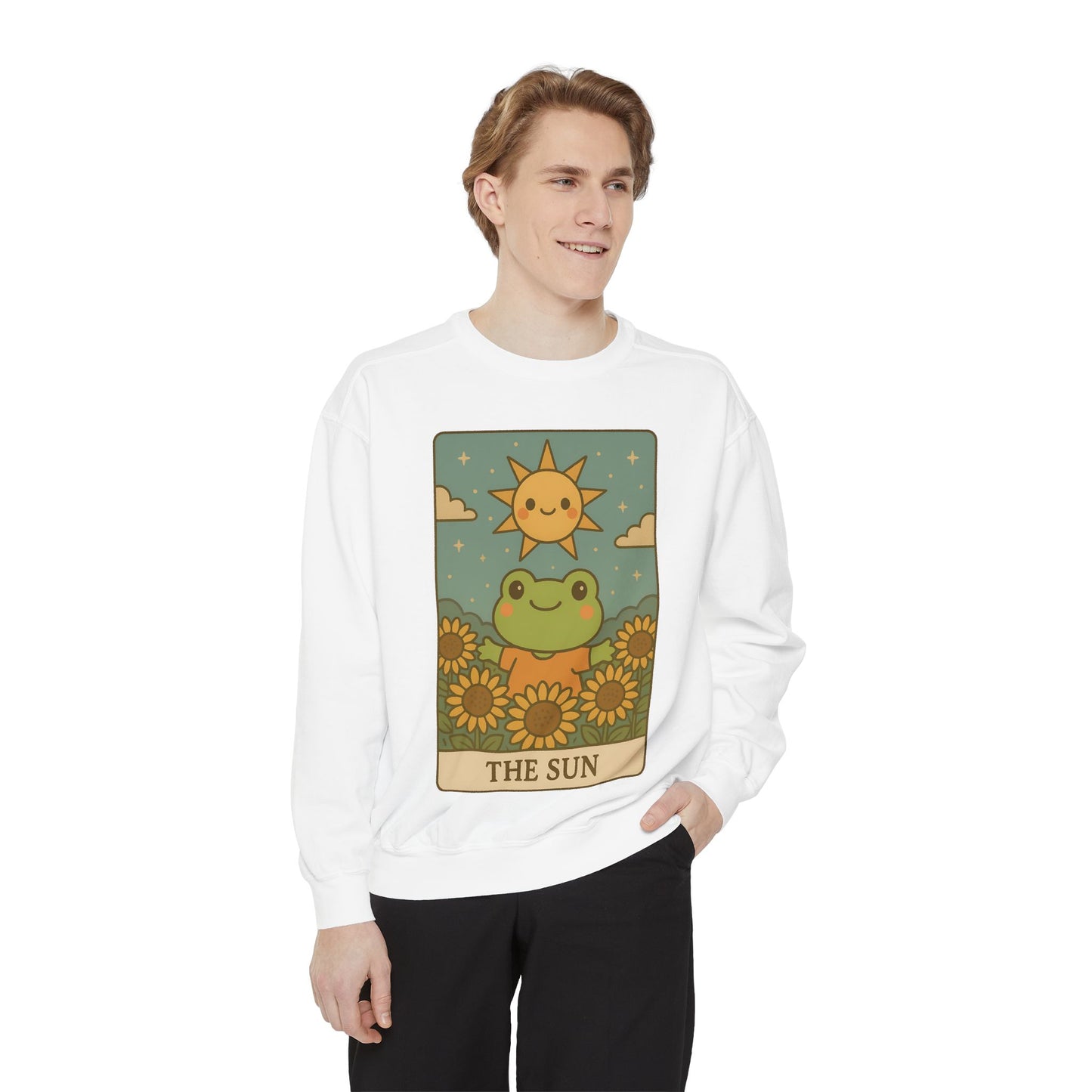 Cozy Tarotoads! "The Sun" Unisex Sweatshirt | Happy Frog Sun Sweatshirt, Unisex Pullover, Cozy Gift, Nature Lovers Apparel, Warm Fashion, Thoughtful Present