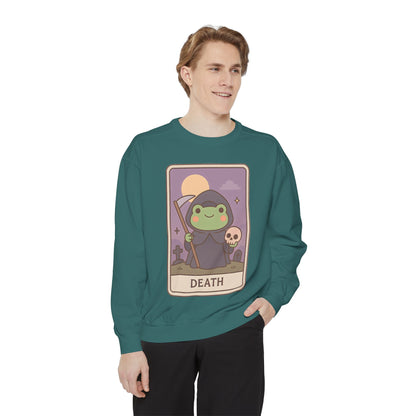 Cozy Tarotoads "Death" Unisex Sweatshirt | Astrology Apparel, Perfect for Halloween, Gift for Friends Family, Great For Frog and Tarot Lovers, Great For Cold Weather