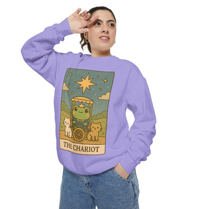 Cozy Tarotoads "The Chariot" Unisex Sweatshirt | Astrology Apparel, Perfect for Halloween, Gift for Friends Family, Great For Frog and Tarot Lovers, Great For Cold Weather