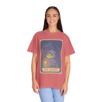Cute Tarotoads "The Hermit" Unisex T-Shirt | Great for Halloween, Warm And Cozy, Great Gift Idea, Astrology Apparel, Unique Tarot Graphic T-Shirt, Good For Cold Weather