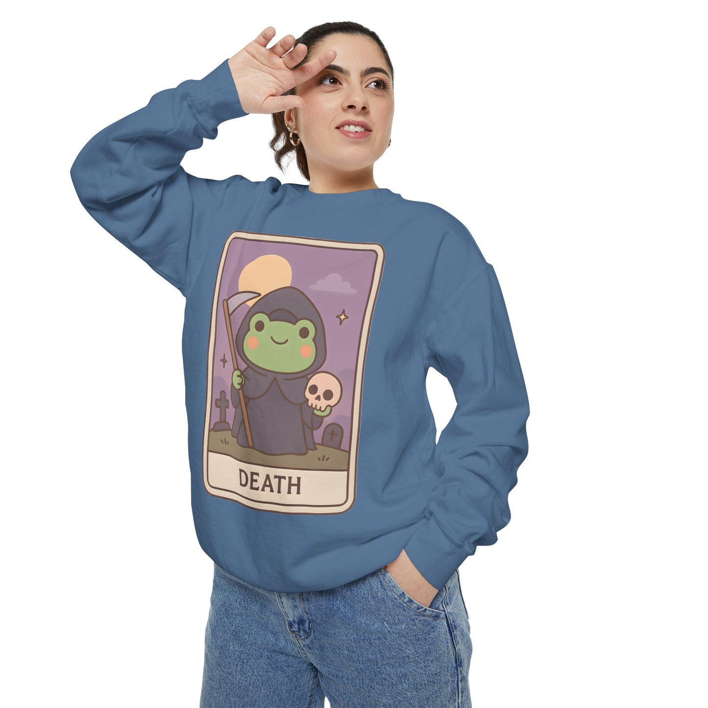 Cozy Tarotoads "Death" Unisex Sweatshirt | Astrology Apparel, Perfect for Halloween, Gift for Friends Family, Great For Frog and Tarot Lovers, Great For Cold Weather