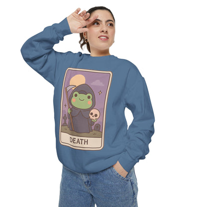Cozy Tarotoads "Death" Unisex Sweatshirt | Astrology Apparel, Perfect for Halloween, Gift for Friends Family, Great For Frog and Tarot Lovers, Great For Cold Weather