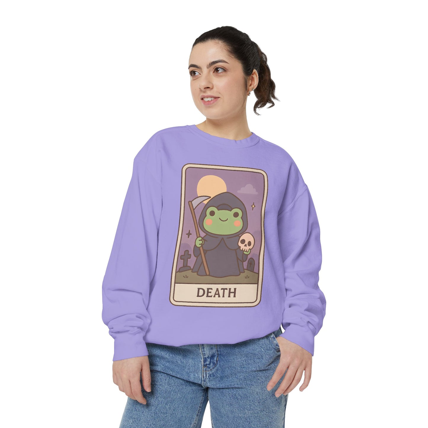 Cozy Tarotoads "Death" Unisex Sweatshirt | Astrology Apparel, Perfect for Halloween, Gift for Friends Family, Great For Frog and Tarot Lovers, Great For Cold Weather