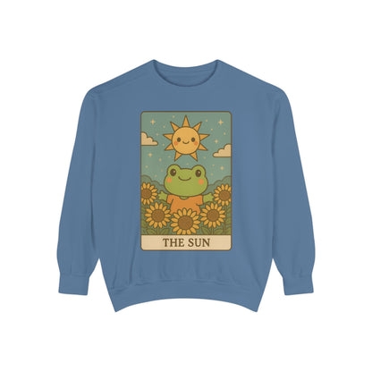 Cozy Tarotoads! "The Sun" Unisex Sweatshirt | Happy Frog Sun Sweatshirt, Unisex Pullover, Cozy Gift, Nature Lovers Apparel, Warm Fashion, Thoughtful Present