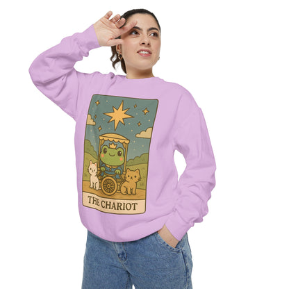 Cozy Tarotoads "The Chariot" Unisex Sweatshirt | Astrology Apparel, Perfect for Halloween, Gift for Friends Family, Great For Frog and Tarot Lovers, Great For Cold Weather