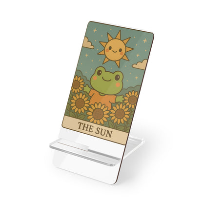 Cute Frog Smartphone Stand - The Sun Design, Desk Accessory, Gift for Nature Lovers, Home Office Decor, Functional Phone Holder