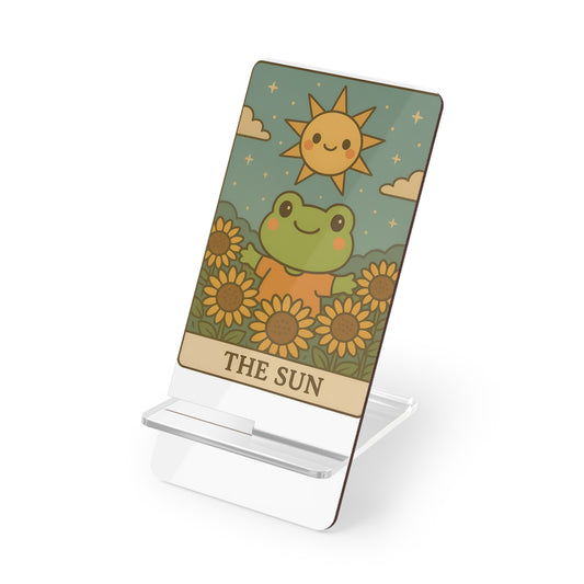 Cute Frog Smartphone Stand - The Sun Design, Desk Accessory, Gift for Nature Lovers, Home Office Decor, Functional Phone Holder