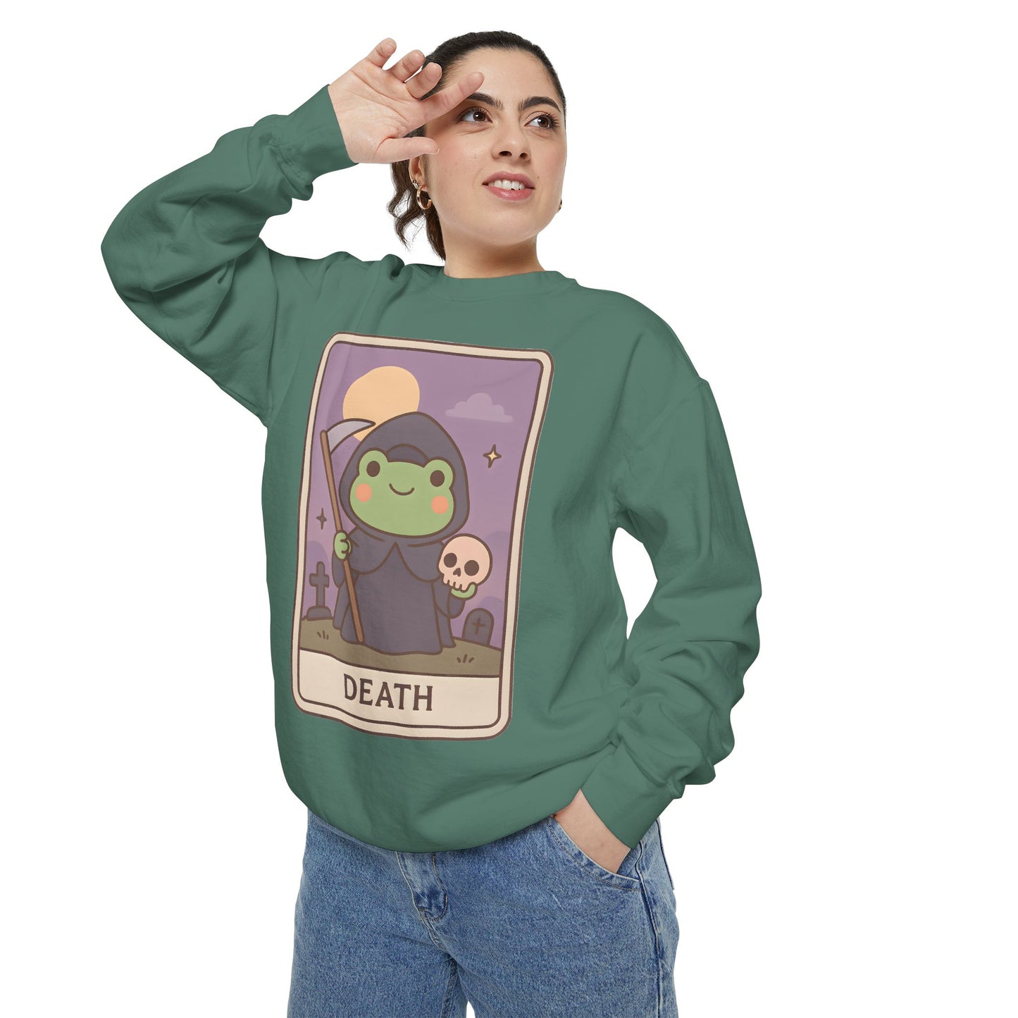 Cozy Tarotoads "Death" Unisex Sweatshirt | Astrology Apparel, Perfect for Halloween, Gift for Friends Family, Great For Frog and Tarot Lovers, Great For Cold Weather