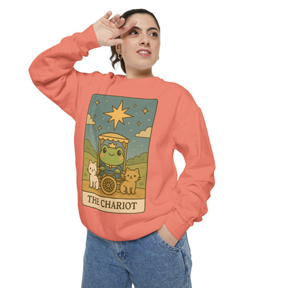 Cozy Tarotoads "The Chariot" Unisex Sweatshirt | Astrology Apparel, Perfect for Halloween, Gift for Friends Family, Great For Frog and Tarot Lovers, Great For Cold Weather