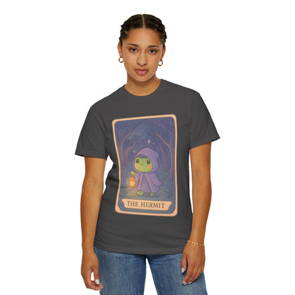 Cute Tarotoads "The Hermit" Unisex T-Shirt | Great for Halloween, Warm And Cozy, Great Gift Idea, Astrology Apparel, Unique Tarot Graphic T-Shirt, Good For Cold Weather