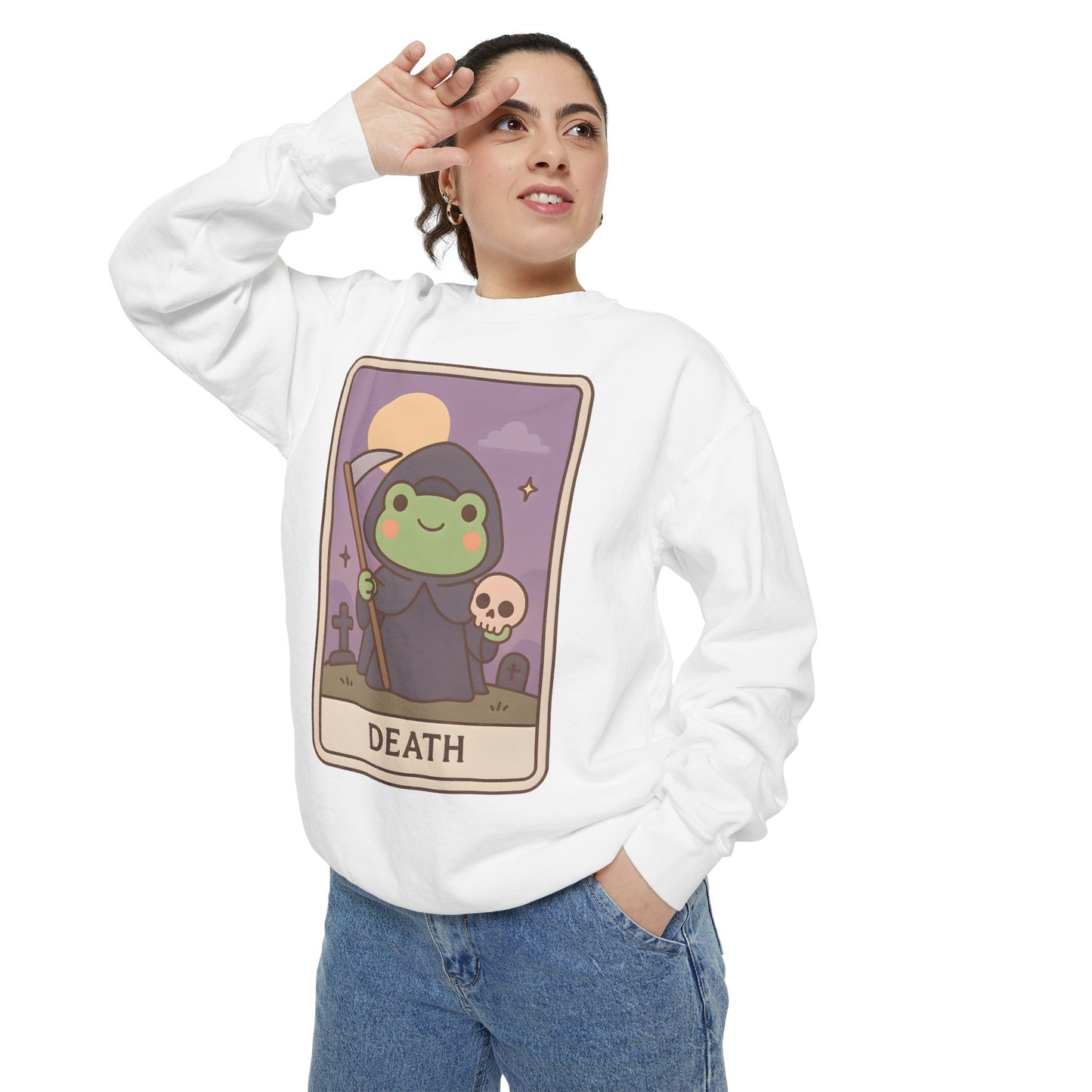 Cozy Tarotoads "Death" Unisex Sweatshirt | Astrology Apparel, Perfect for Halloween, Gift for Friends Family, Great For Frog and Tarot Lovers, Great For Cold Weather