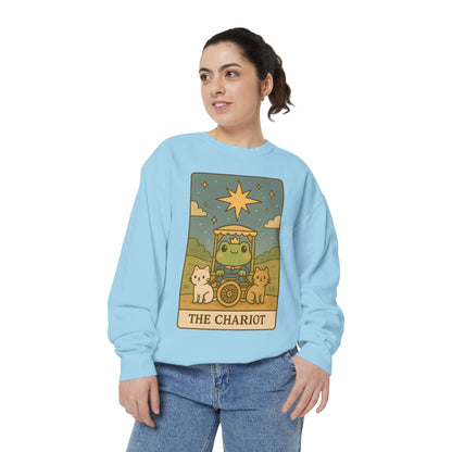 Cozy Tarotoads "The Chariot" Unisex Sweatshirt | Astrology Apparel, Perfect for Halloween, Gift for Friends Family, Great For Frog and Tarot Lovers, Great For Cold Weather