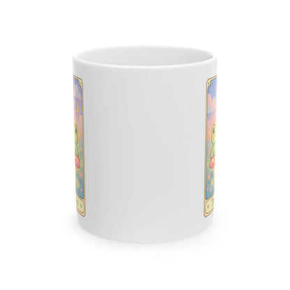 Adorable Tarotoads! "The Lovers" White Ceramic Mug |  Cute Fantasy Design, Gift for Tea Lovers, Home Decor, Coffee Cup, Birthday Present, Cozy Vibes