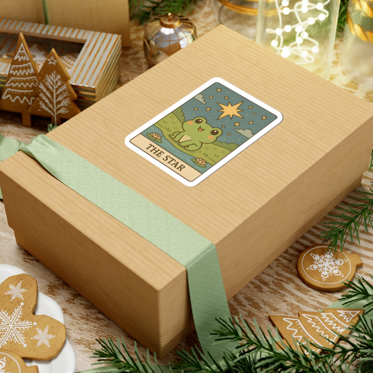 Adorable Tarotoads! "The Star" Kiss-Cut Sticker | Whimsical Nature Decor, Cute Frog Accessories, Eco-Friendly Gift, Laptop Stickers, Astrological Themed