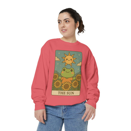 Cozy Tarotoads! "The Sun" Unisex Sweatshirt | Happy Frog Sun Sweatshirt, Unisex Pullover, Cozy Gift, Nature Lovers Apparel, Warm Fashion, Thoughtful Present
