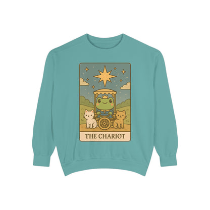 Cozy Tarotoads "The Chariot" Unisex Sweatshirt | Astrology Apparel, Perfect for Halloween, Gift for Friends Family, Great For Frog and Tarot Lovers, Great For Cold Weather