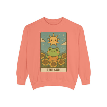 Cozy Tarotoads! "The Sun" Unisex Sweatshirt | Happy Frog Sun Sweatshirt, Unisex Pullover, Cozy Gift, Nature Lovers Apparel, Warm Fashion, Thoughtful Present