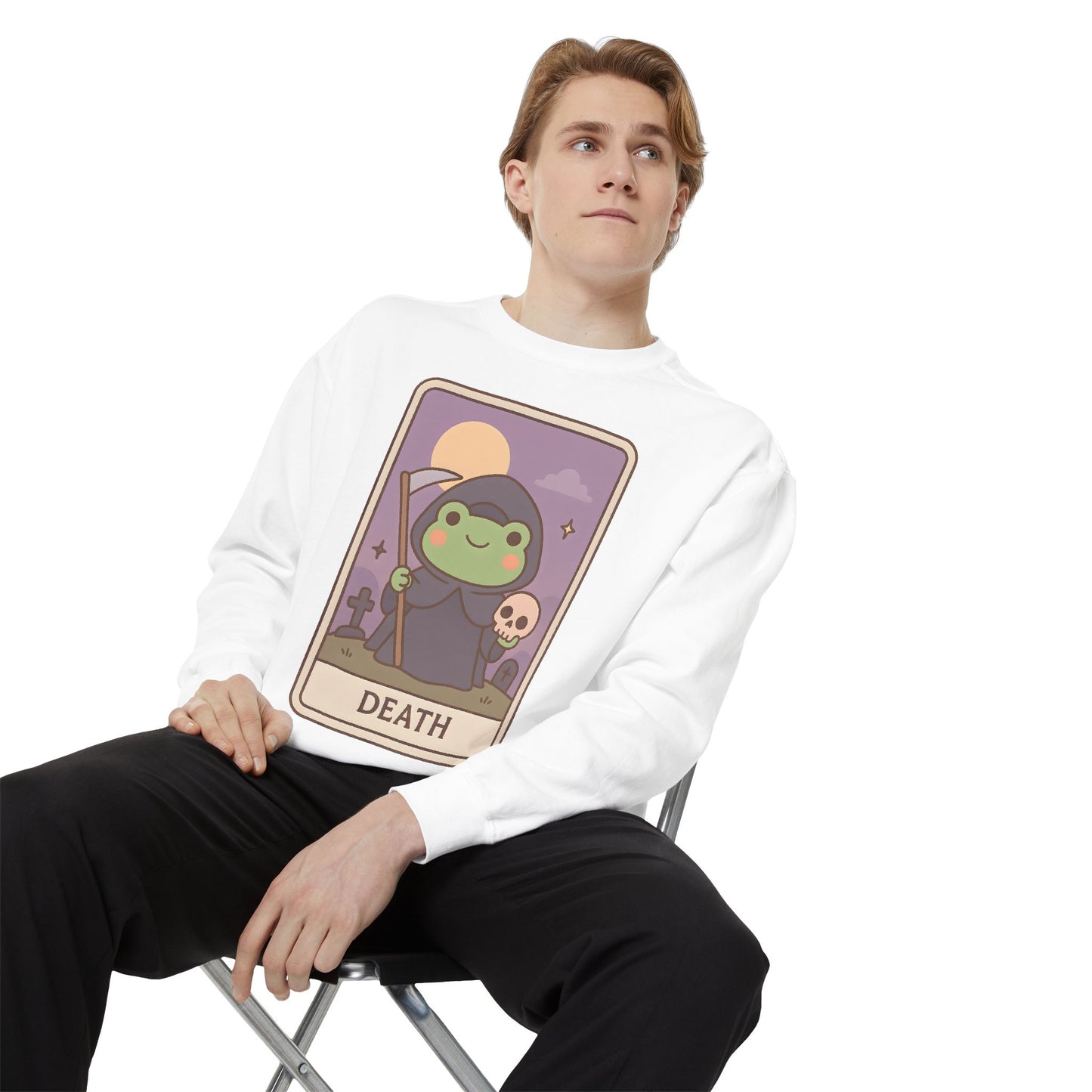 Cozy Tarotoads "Death" Unisex Sweatshirt | Astrology Apparel, Perfect for Halloween, Gift for Friends Family, Great For Frog and Tarot Lovers, Great For Cold Weather