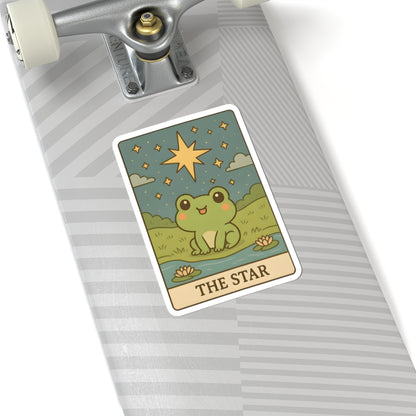 Adorable Tarotoads! "The Star" Kiss-Cut Sticker | Whimsical Nature Decor, Cute Frog Accessories, Eco-Friendly Gift, Laptop Stickers, Astrological Themed